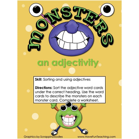 Monsters AN Adjectivity Adjectives Game