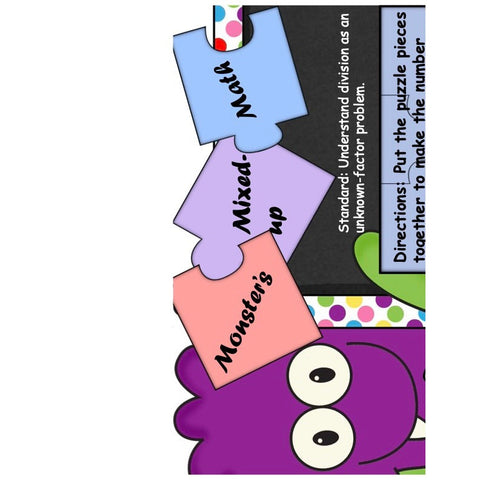 Monsters Mixed Up Math Unknown Factors Puzzle Game