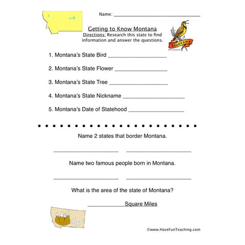 Montana Worksheet