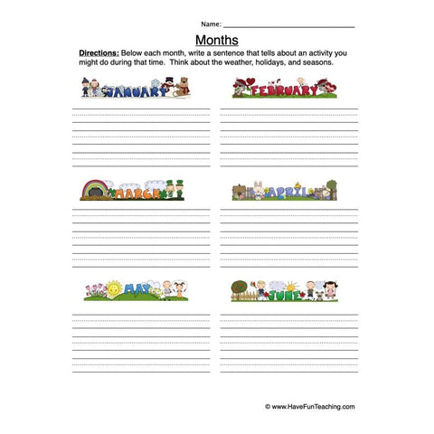 Months Worksheet