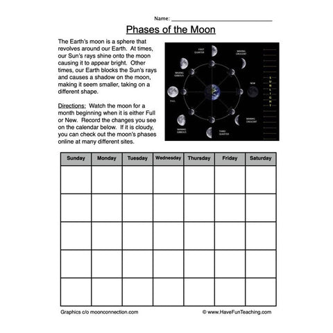 Moon Phases Worksheet 3