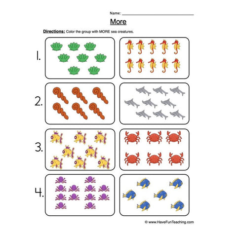 More Fewer Worksheet