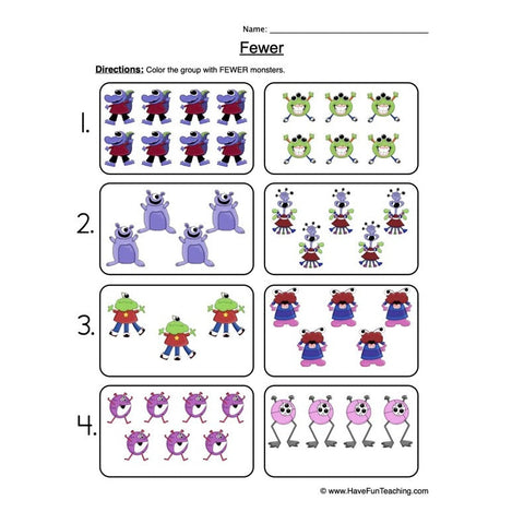 More Fewer Worksheet 2