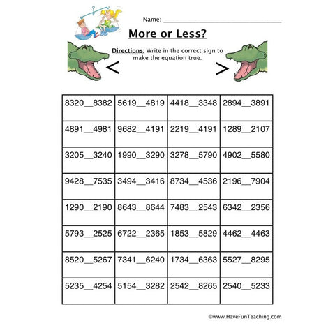 More or Less Worksheet 5