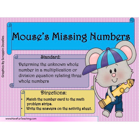 Mouses Missing Numbers Multiplication Division Game