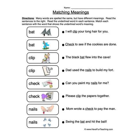 Multiple Meaning Worksheet 4