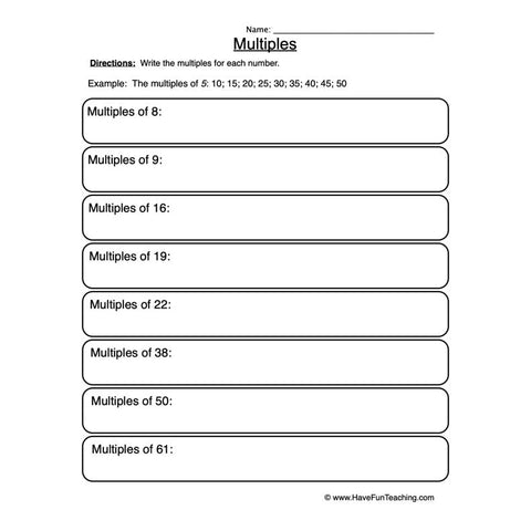 Multiples Worksheet