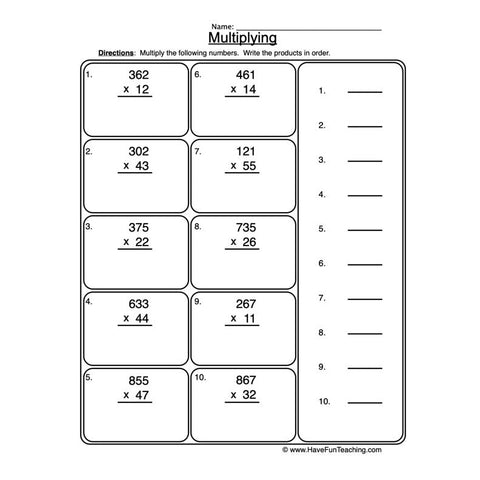 Multiplication 2 3 Digit Worksheet 2