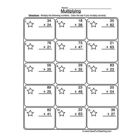 Multiplication 2 Digit Worksheet