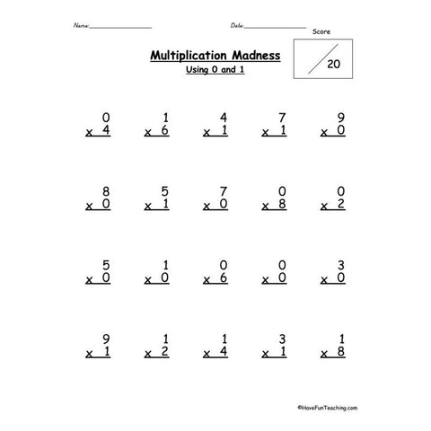 Multiplication Madness Worksheet