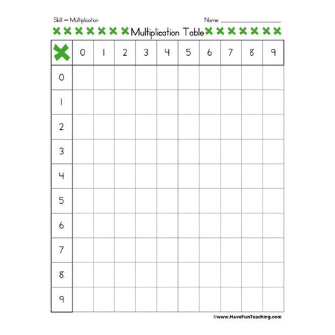 Multiplication Table Worksheet
