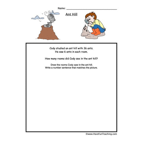 Multiplication Ant Hill Worksheet