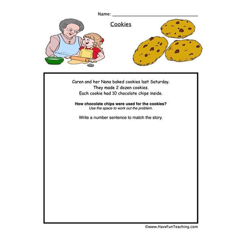 Multiplication Cookies Worksheet