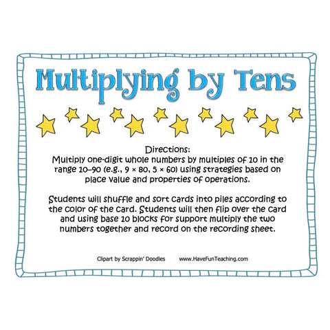 Multiplying by Tens Game