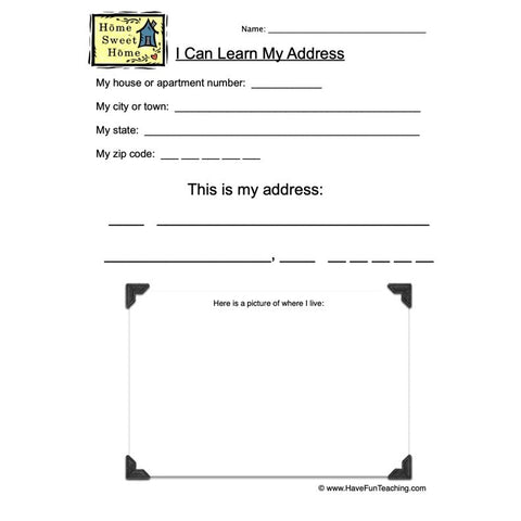 My Address Worksheet