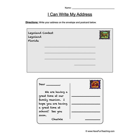 My Address Worksheet 2