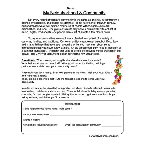 My Neighborhood Worksheet