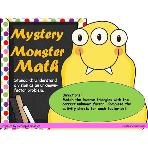 Mystery Monster Math Unknown Factors Game