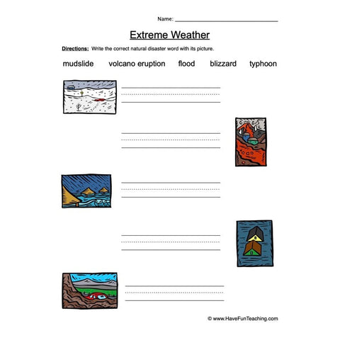 Natural Disasters Worksheet 2