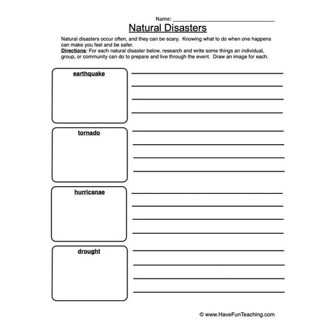 Natural Disasters Worksheet 3