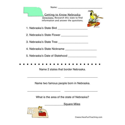 Nebraska Worksheet