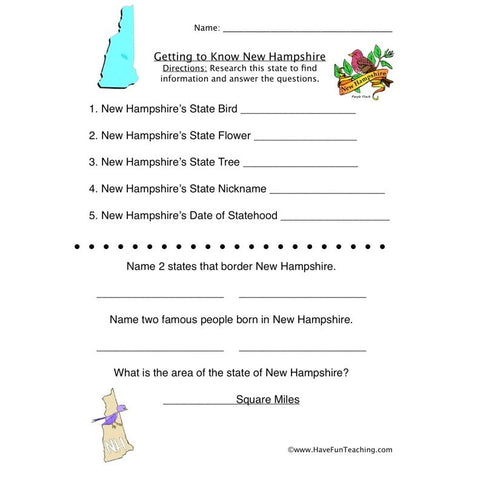 New Hampshire Worksheet