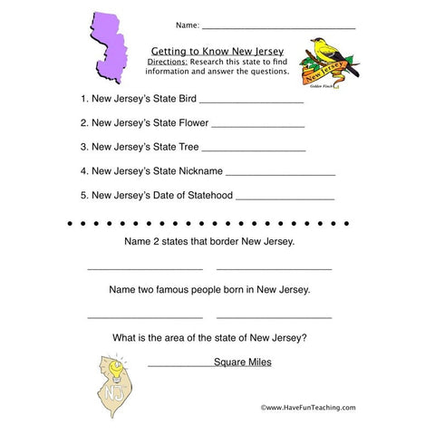 New Jersey Worksheet