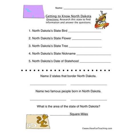 North Dakota Worksheet
