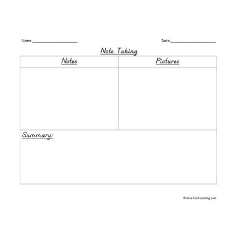 Note Taking Marzano Graphic Organizer