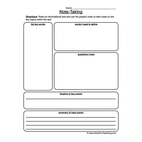 Note Taking Worksheet