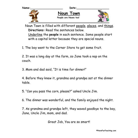 Noun Town Worksheet