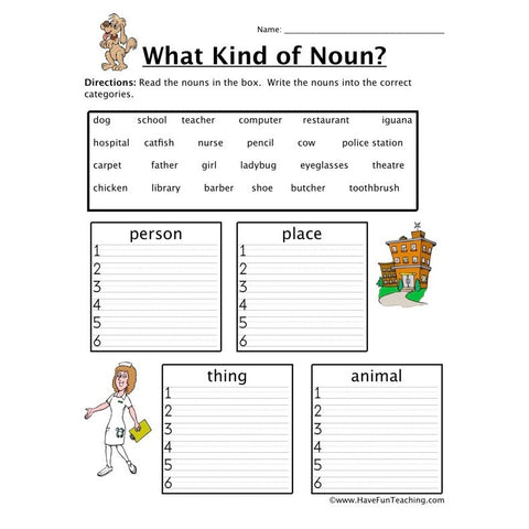 Noun 1 Worksheet 2