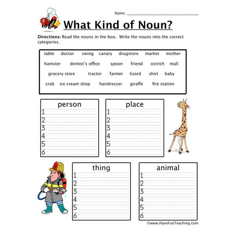 Noun 2 Worksheet 2