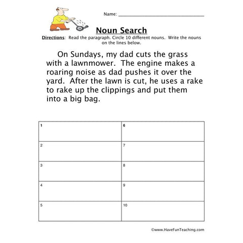 Noun Worksheet 7