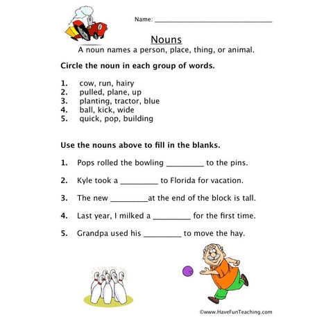 Noun Worksheet 9