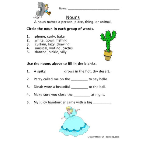 Noun 8 Worksheet