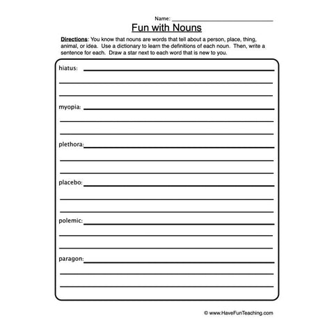 Nouns Worksheet