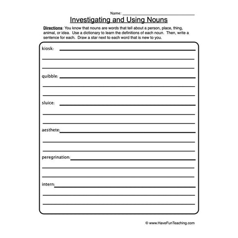 Nouns Worksheet 2