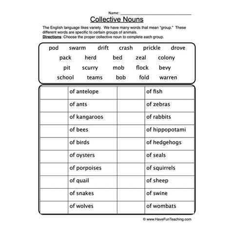 Nouns Worksheet 3