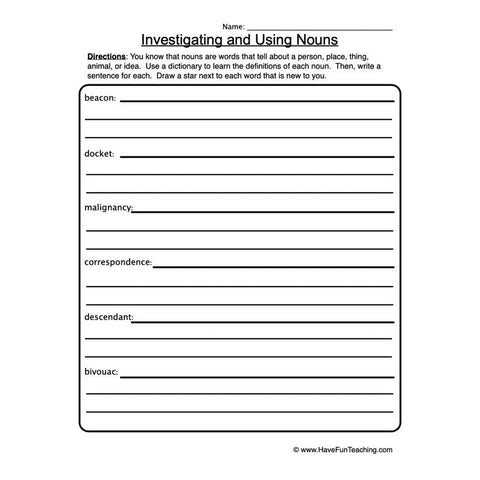 Nouns Worksheet 4