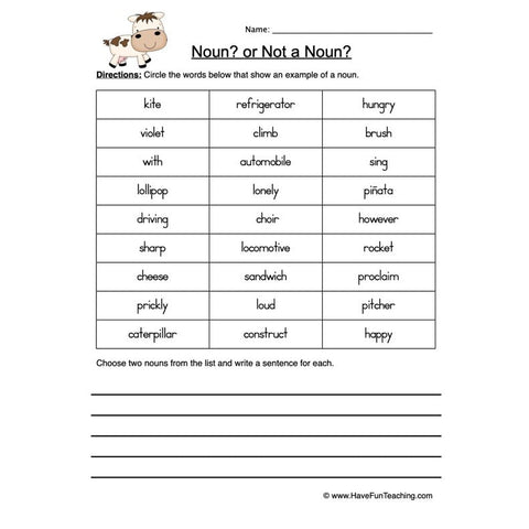 Nouns 6 Worksheet