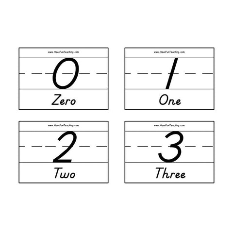 Number 0 50 Words Flash Cards