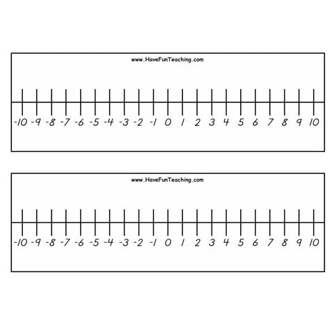 Number Line Negative Worksheet
