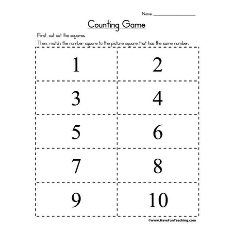 Number Matching Worksheet 2