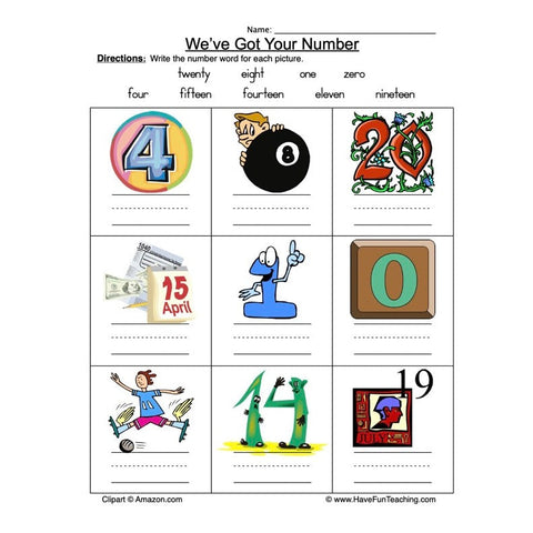 Number Names Worksheet