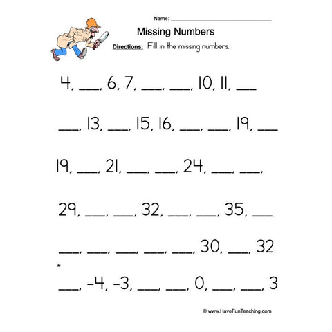 Number Order Worksheet