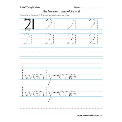 Number 21 Worksheet