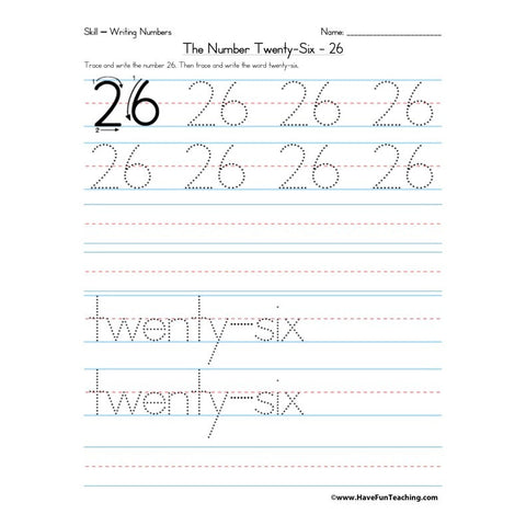Number 26 Worksheet