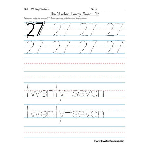 Number 27 Worksheet
