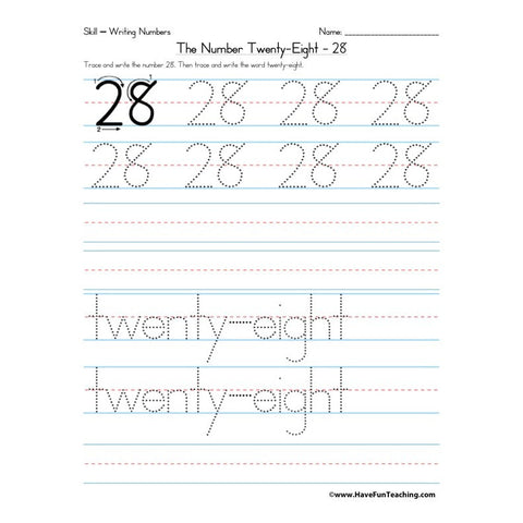 Number 28 Worksheet